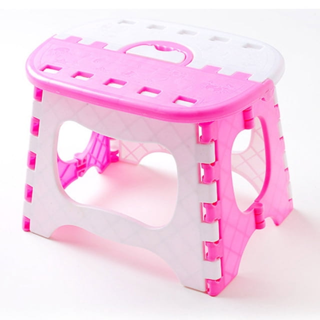 Taburete plegable de plástico para niños y adultos, herramienta portátil para actividades al aire libre (rosa)