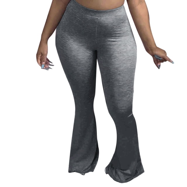 Pantalón Romper para Mujer Casual Pantalones acampanados ajustados de color liso informales para mujer a la moda para mujer (Grey, M)