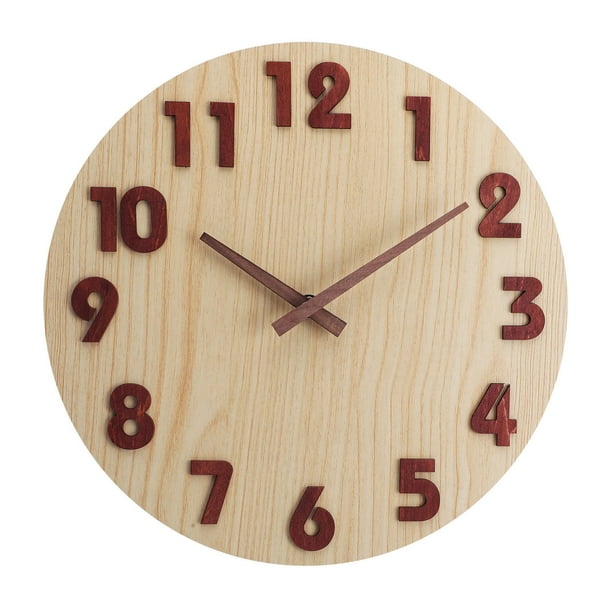 Reloj de pared clásico con grano de madera de 30 cm, cuarzo silencioso