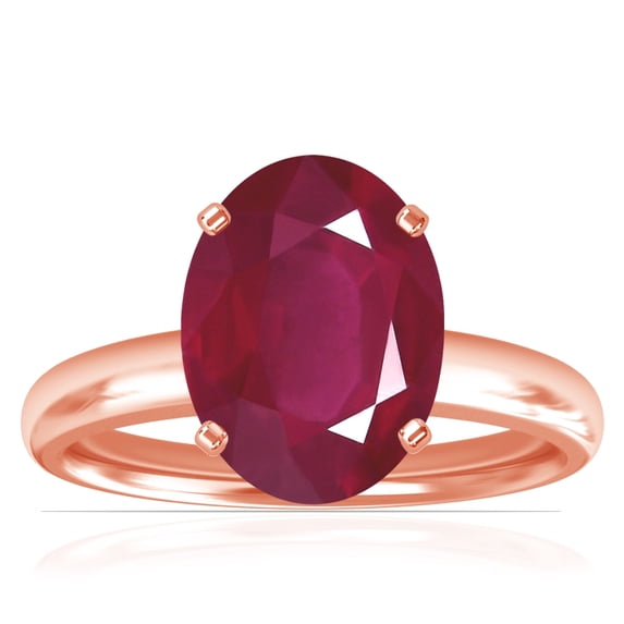 GemsNY July Birthstone - Traditional Oval Ruby Solitaire Ring (Grade - A | 3.35cts.)