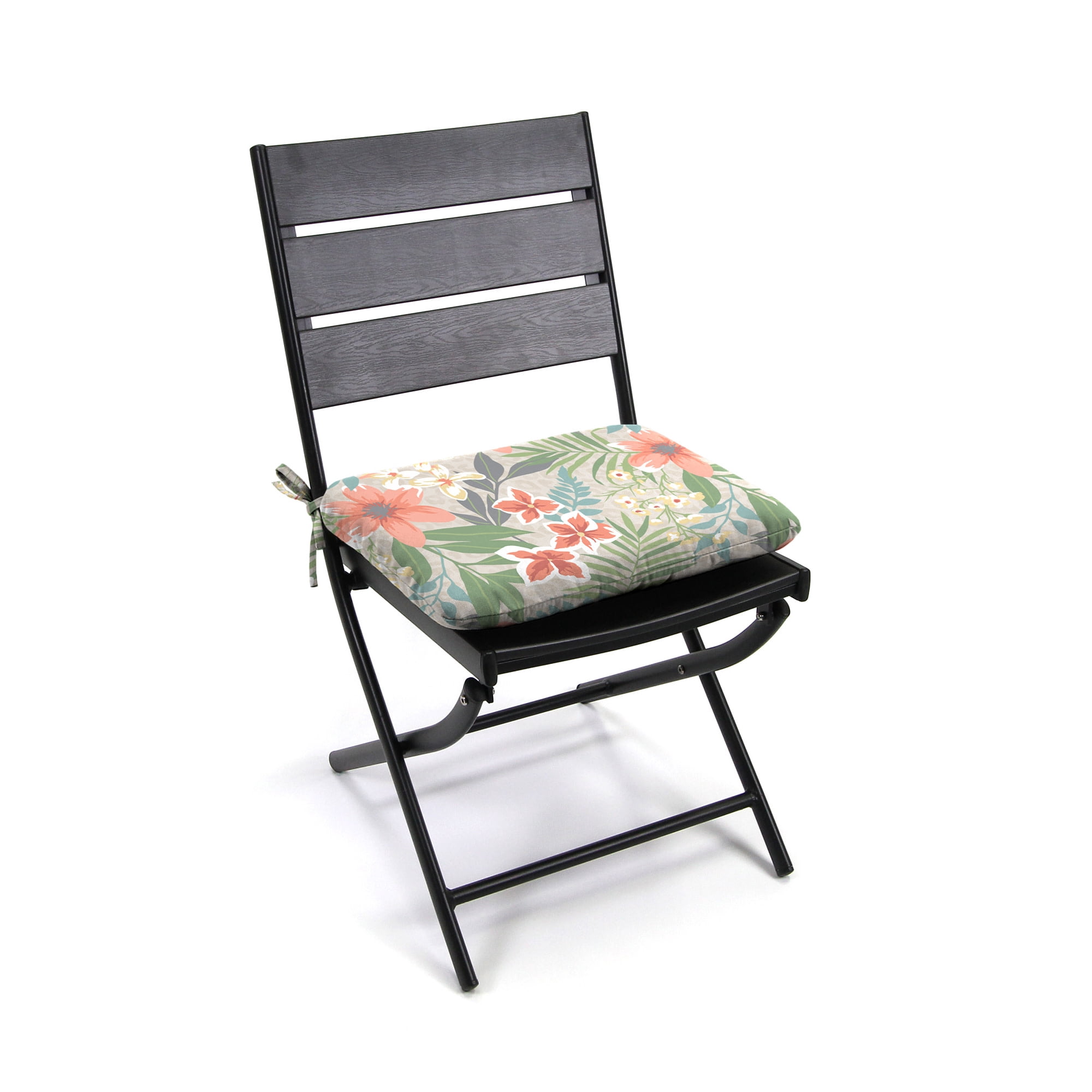 Jordan Manufacturing 16" x 16" Menda Tearose Multicolor Floral Square Outdoor Chair Pad Seat Cushion with Ties (2 Pack)