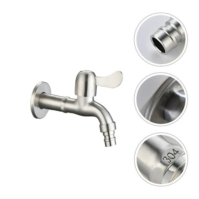 RUNROTOO Stainless Steel Bathroom Tap for Washing Machine with Silver Finish Ensuring Durability and Reliability G1/2 Inch