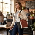 thumbnail image 2 of Gocvo 2pcs Work Tote Bags for Women, Large Capacity Puffer Tote Bags for Women, Multi-pocket Quilted Tote Bag for Work (Brown), 2 of 7