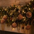 thumbnail image 2 of Vintage Christmas Ball Ornaments Set of 12, 8 cm Painted Embossed Baubles, Shaped Xmas Hanging Decorations for Tree and Wreath - Gold and Green, 2 of 6