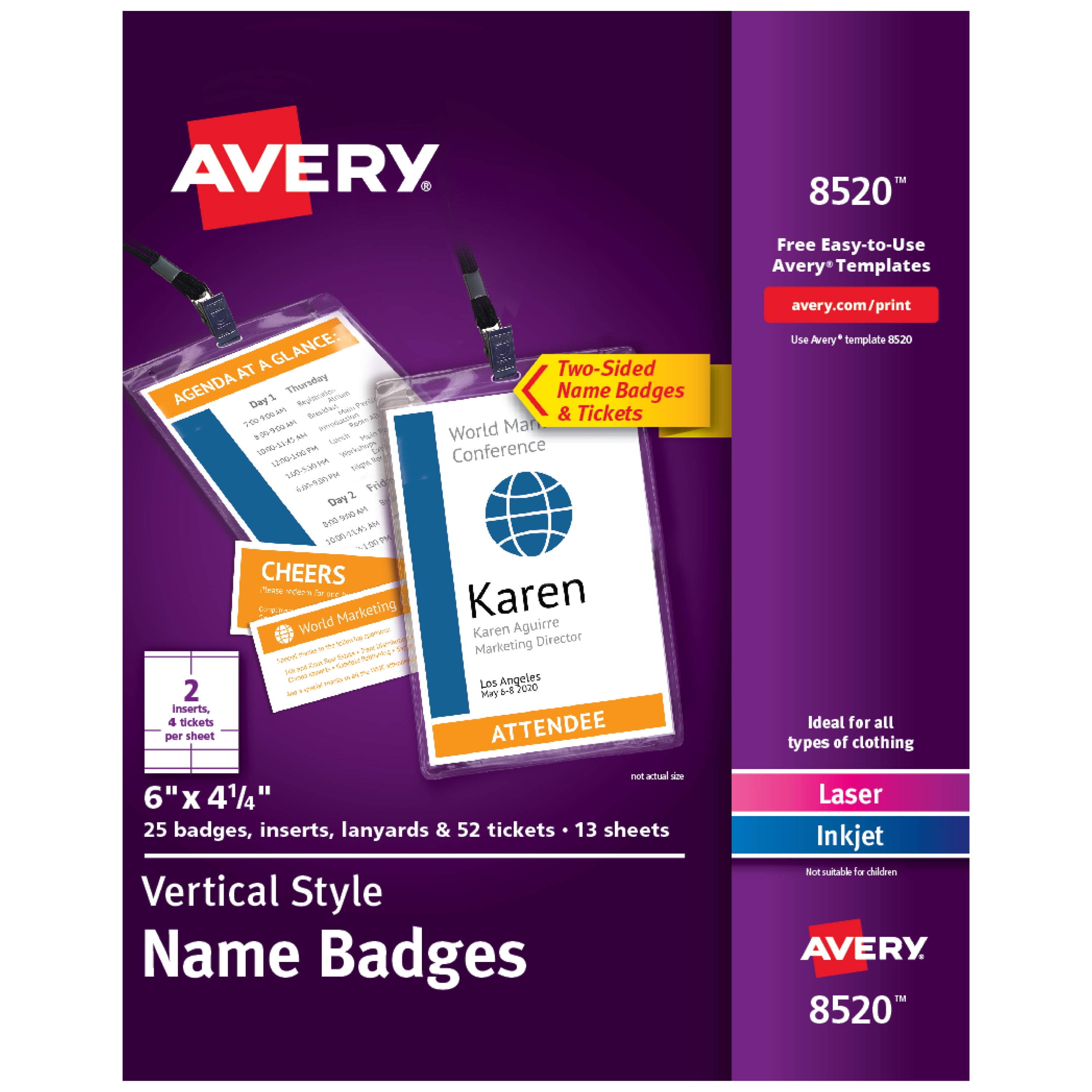 Avery Vertical Name Badges, Durable Plastic Holders, Lanyards, 6 x 4-1/ ...