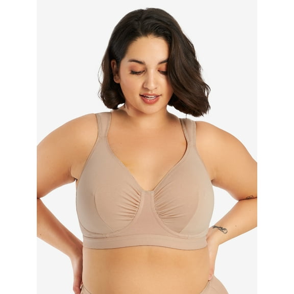 Leading Lady, The Evie, Unpadded Wireless Bra, Medium Support, Breathable Cotton Bra, Padded Straps, Comfort Bra (Women's & Women's Plus)