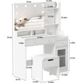 thumbnail image 4 of Vabches Vanity Table 10 LED Lights with Charging Station, Vanity Table and Soft Stool Set , 3 Drawers, Bedroom, White, Modern, 4 of 10