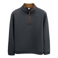 thumbnail image 4 of Sweatshirts Men Heavyweight Plaid Quarter Zip Pullover Top Stand Collar Long Sleeve Loose for Business Casual Commute Grey M, 4 of 4