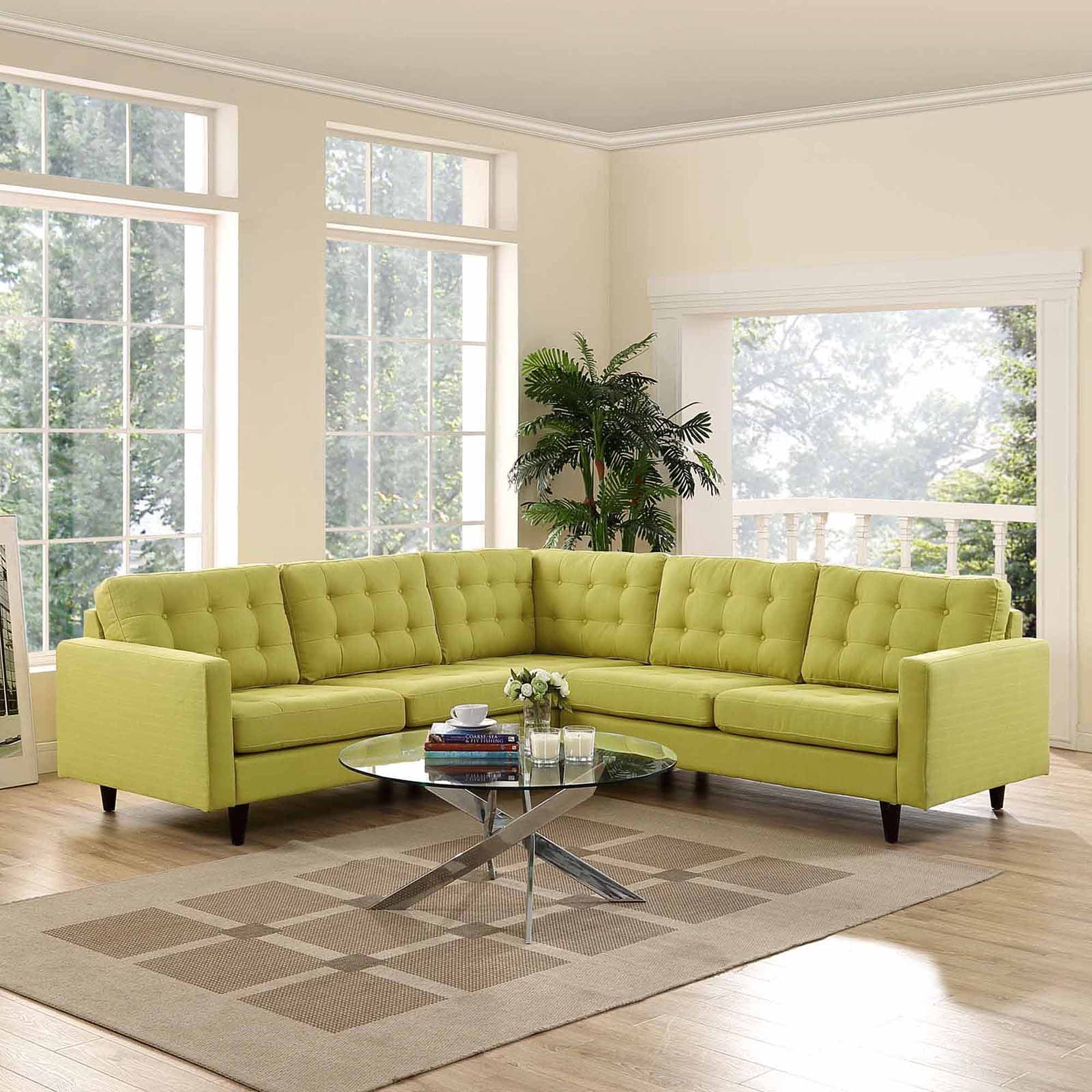Modway Empress 3 Piece Fabric Sectional Sofa Set Multiple Colors