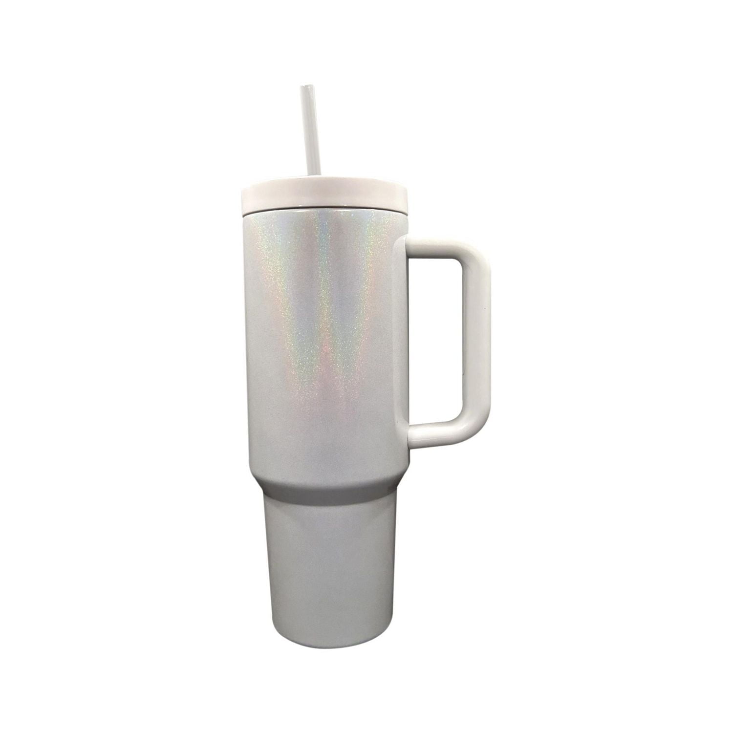 Holiday Time 40oz STAINLESS STEEL TUMBLER WITH STRAW WHITE
