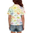 thumbnail image 5 of T Shirts for Girls Henley Short Sleeve Cute Cartoon Animal Print Back to School Uniform Button Closure Comfy Causal Polo Shirts, 160, 5 of 5