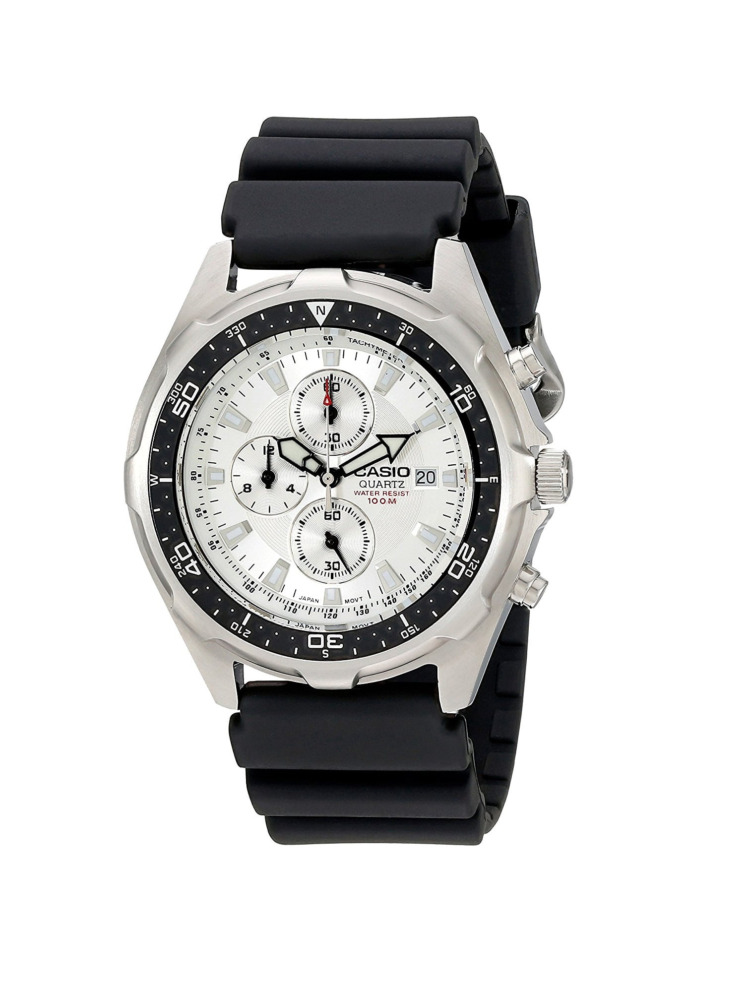 casio men's black resin strap rotating count up bezel watch