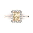 thumbnail image 2 of 1.86ct emerald cut brown natural morganite 18k rose gold halo Bridal Wedding Engagement Promise Anniversary Ring for Women size 5.75, 2 of 7