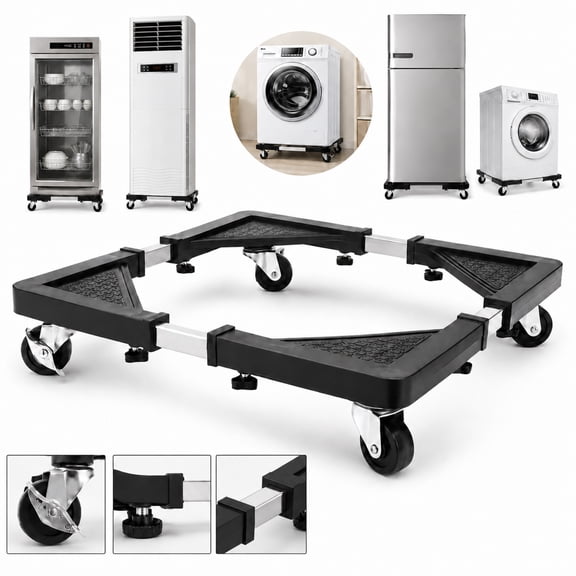 QOPR Adjustable Appliance Stand with 4 Wheels, 16.9-25.6 in Movable Base for Washing Machine, Dryer and Refrigerator