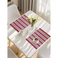 thumbnail image 5 of Red Pink Stripes Placemats Set of 4, Country Simple Gradient Vertical Lines Placemats for Dining Table, Place Mats for Kitchen Tabletop, Waterproof Wipeable Dining Table Mats Set, 5 of 9