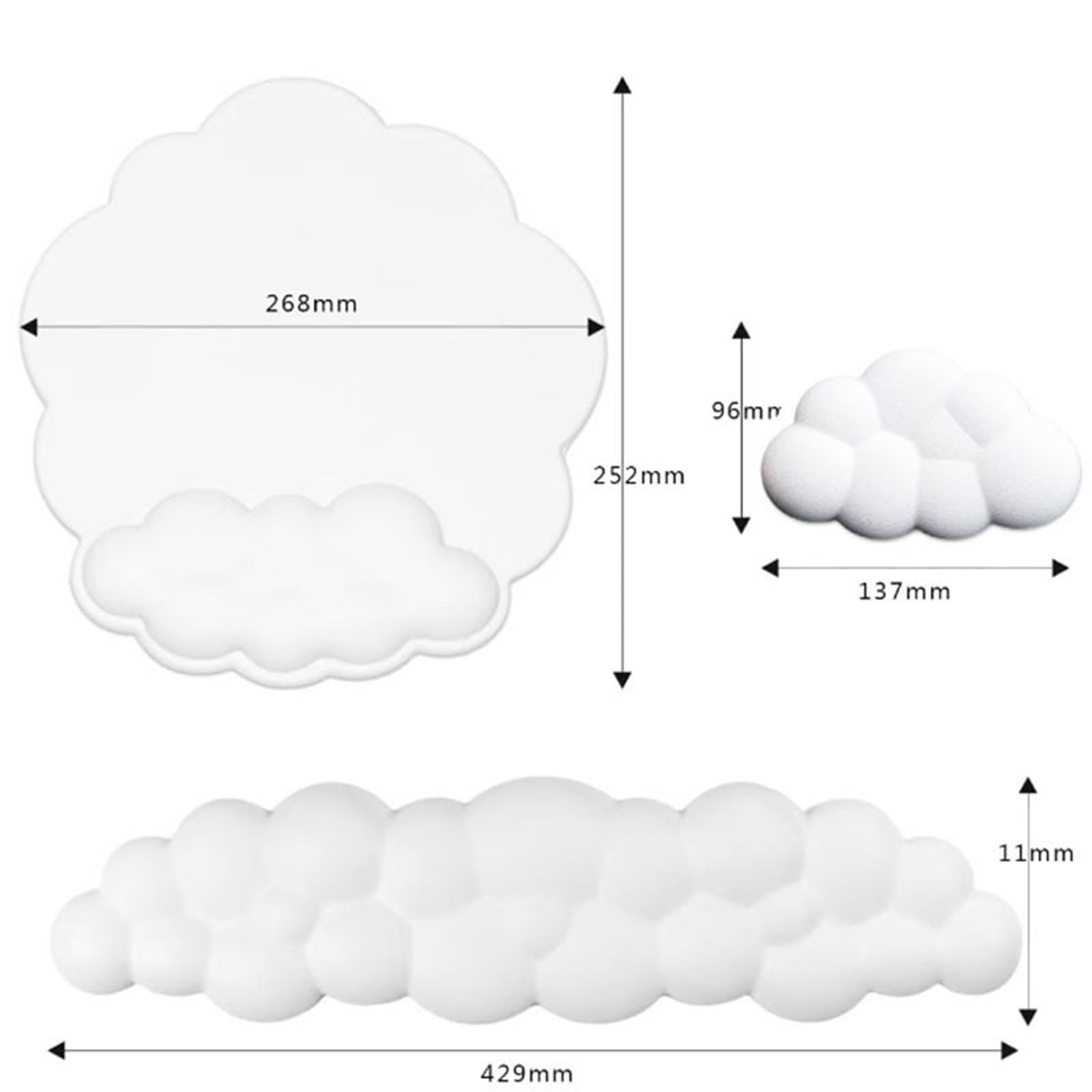 Cloud Mouse Pad Wrist Rest, PU Memory Foam Support Desk Mat Set, Ergonomic Cloud-Shaped 3-Piece Office Accessory, 12×24 Inch