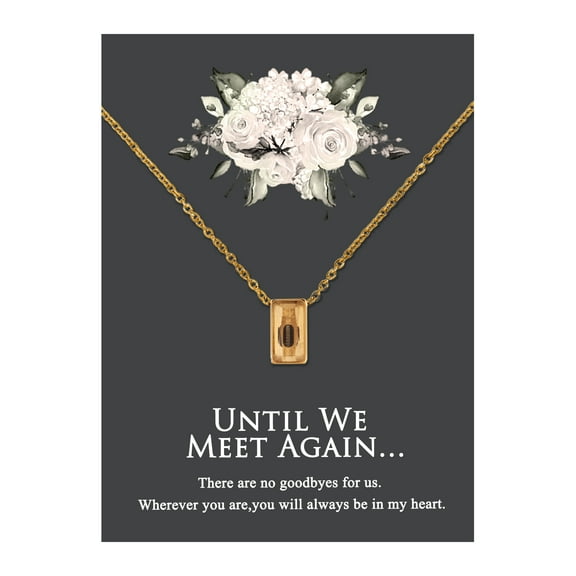 Until We Meet Again Cremation Necklace and Card - Gold Cube Memorial Necklace for Human Ashes for Women - Keepsake Urn Pendant - Funnel Kit - Ship Next Day!