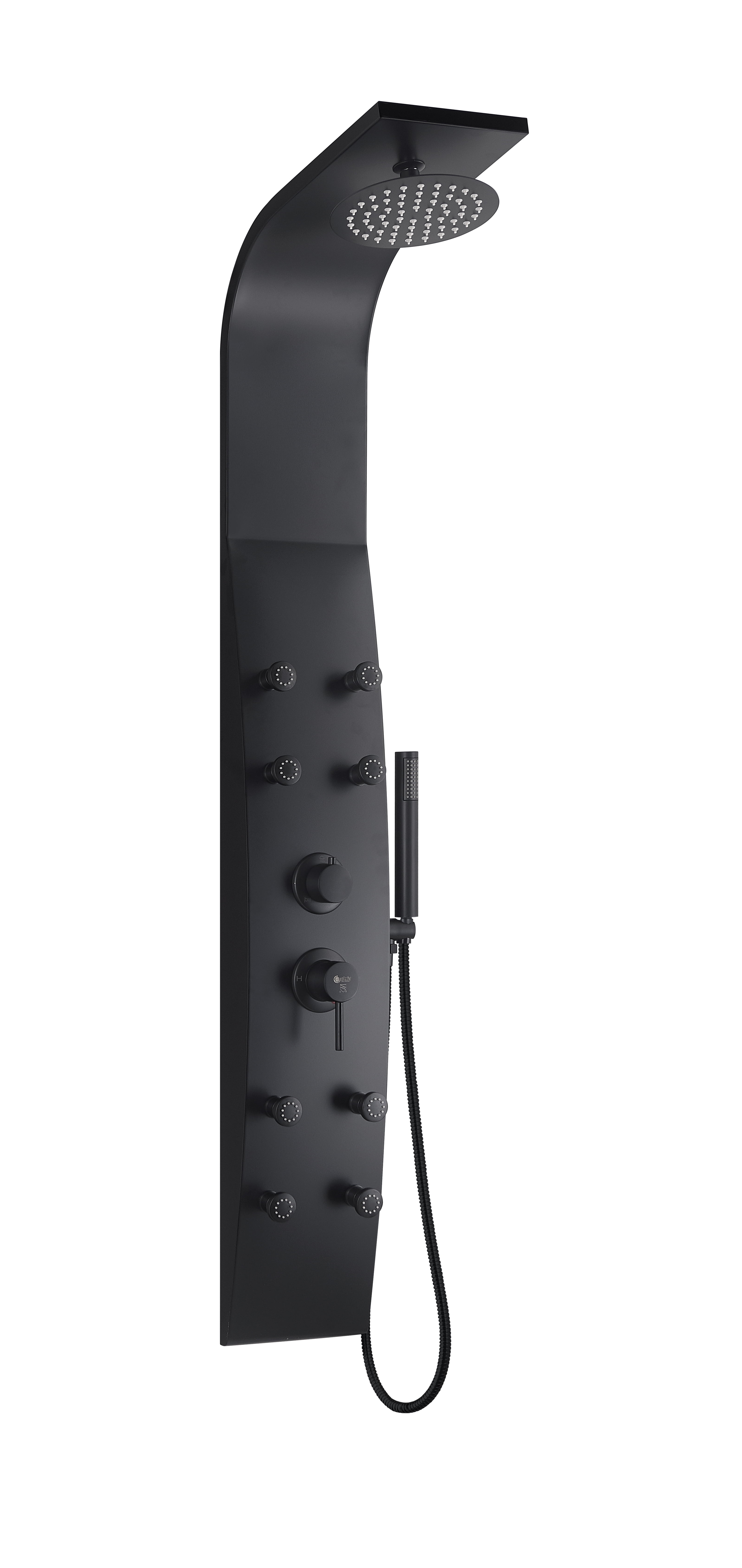 AKDY 57 In. 8Jet Multifunction Black Painted Stainless Steel Shower