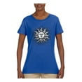 thumbnail image 2 of Wild Bobby Radiating Sun Puff Print Fashion Womens Graphic Tee, Royal, Small, 2 of 6