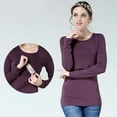 thumbnail image 4 of Leesechin Maternity Shirts V-Neck Long Sleeve Bandage Solid Color Breast-Feeding Pregnant Nursing Blouse Tops, 4 of 9