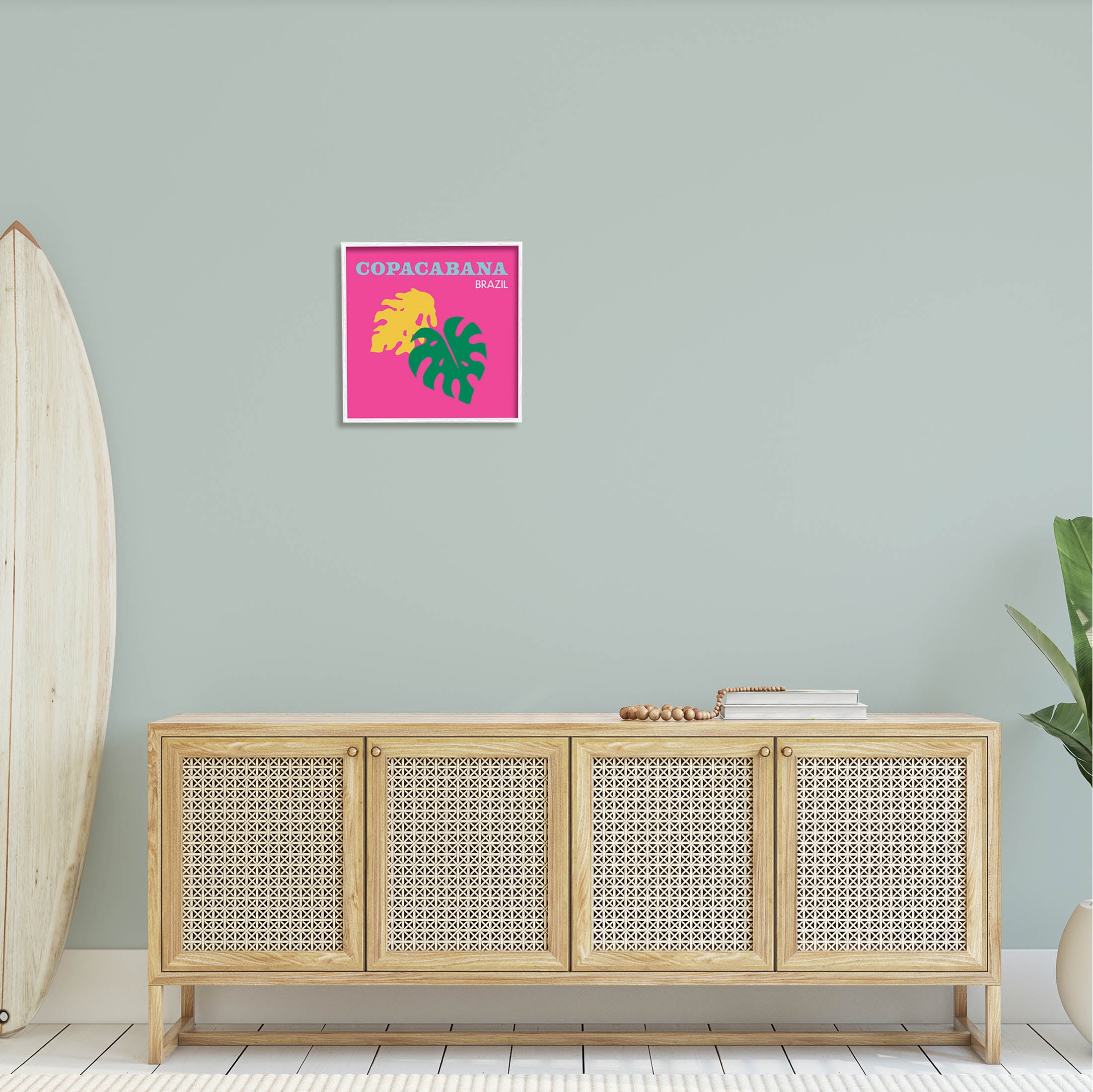 Stupell Industries Bold Copacabana Plant Leaves Graphic Art White Framed Art Print Wall Art, Design by The Saturday Evening Post