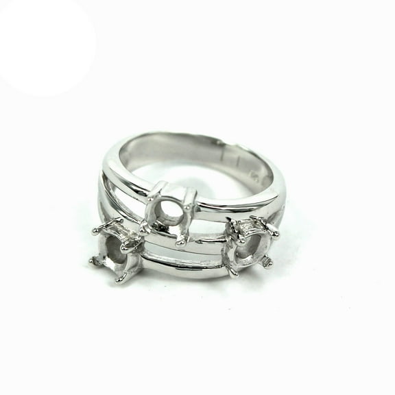 Three-Stone Ring Setting with Round Prongs Mountings in Sterling Silver 5mm | MTR181 (6)