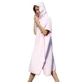 thumbnail image 4 of Minnieouse Albornoz de repuesto de secado rápido a prueba de viento de manga corta para hombres y mujeres con capucha de Color sólido para playa Pijama Rosa claro, 4 of 6