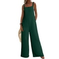 thumbnail image 2 of UVEASISHA Linen Jumpsuits for Women Baggy Casual Elasticity Straps Overalls One Piece Sleeveless Wide Leg Rompers Green S, 2 of 9