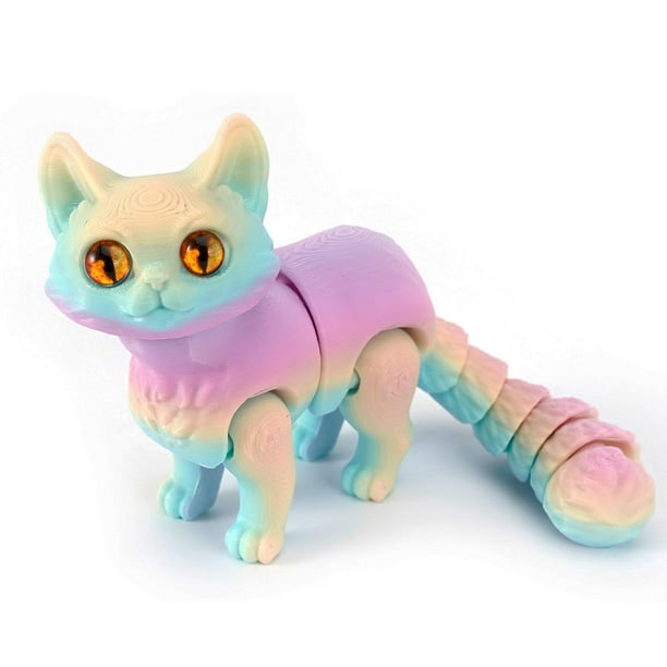 Arcoíris articulado con diseño de gato QINGMIAO impreso en 3D, 15 x 9 cm