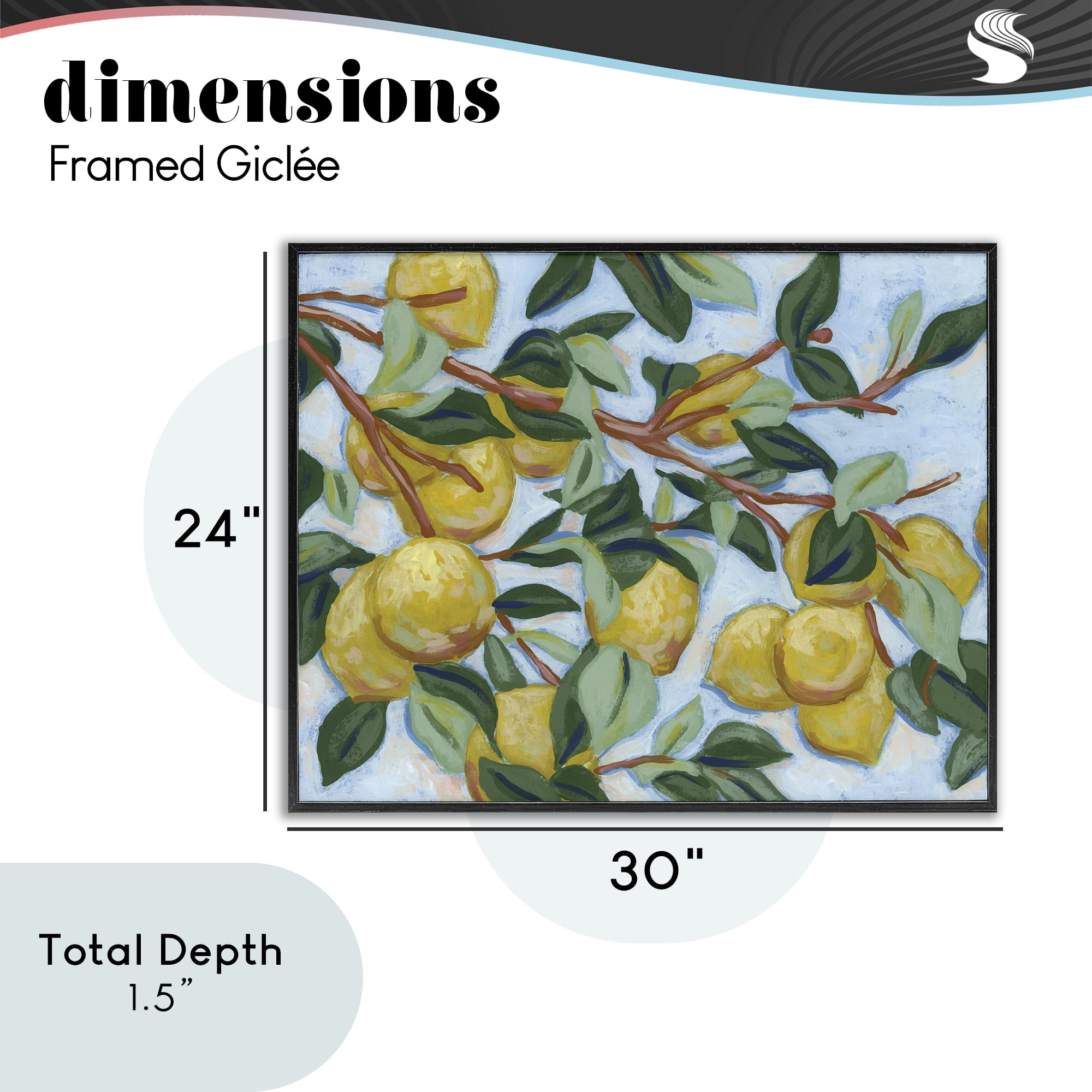 Stupell Industries Sunshine Citrus Tree Black Framed Giclee Art, design by June Erica Vess