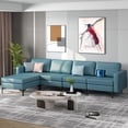 thumbnail image 3 of Costway Modular 4 Seat Convertible Sofa w/ Reversible Chaise & 2 USB Ports Blue, 3 of 10