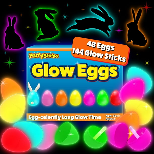 Set de minibastones luminosos y huevos de pascua que brillan en la oscuridad