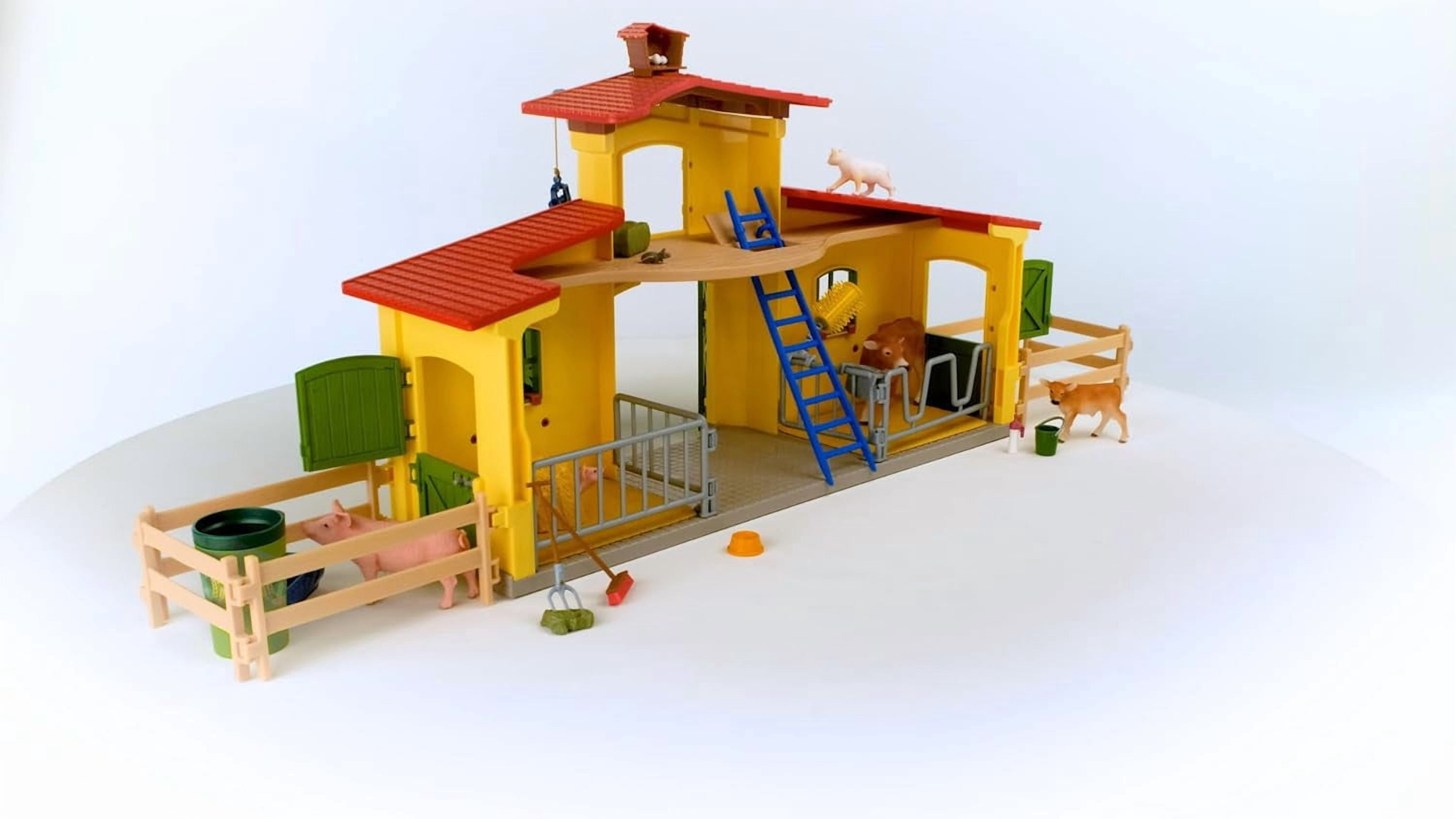 schleich Farm World - 92 PC Farm Animal Playset with Cow, Horse, Pig, Bull and Farm Accessories - Kids Modular Barn Toy for Ages 3+