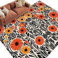 thumbnail image 2 of 5'x8' Area Rugs, Orange Spring Floral Indoor Outdoor Area Rug for Living Room Bedroom, Black Botanical Leaf Summer Washable Bathroom Rugs Kitchen Floor Carpet Mats Home Decor Aesthetic, 2 of 8