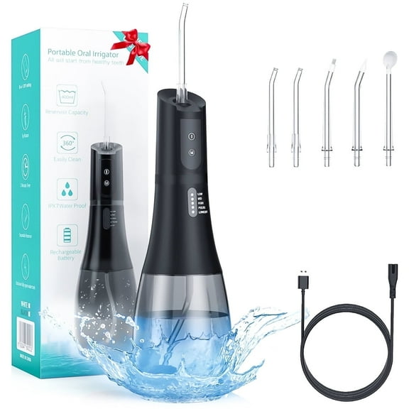Water Flossers for Teeth - Cordless Water Dental Flosser Pick with 5 Modes 5 Jet Tips, 400ML Portable & IPX7 Waterproof Teeth Cleaner Pick for Braces Home