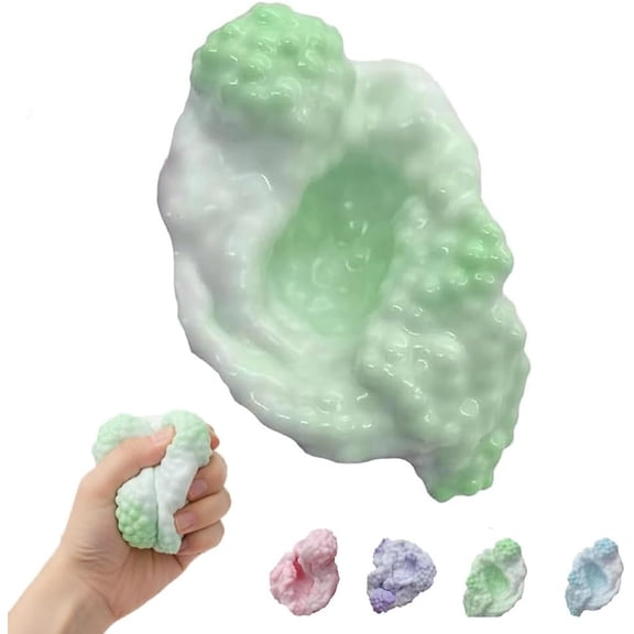 Squeeze Grape Stress Ball Milk Fidget Toy Relieve Anxiety Improve Hand Flexibility Stress Relief for Party Favors (Cyan)