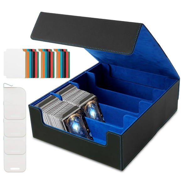 NUAHRHY Commander Card Deck Case With Viewing Windows Magnetic Closure Game Cards Box 4 Rows Trading Card Storage Box With Dividers and Supporters for Game Cards