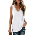 thumbnail image 2 of Womens Tank Tops V Neck Lace Side Split Summer Sleeveless Tops, 2 of 5