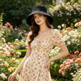 thumbnail image 5 of Hfnxid Women's Korean-Style Color-Block Bucket Hat with Bow, Wide-Brim Sun Cap for Face-Slimming Look, Breathable Lightweight Summer Shade Hat, 5 of 5
