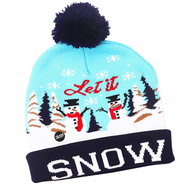 Outdoor Lights Christmas Decorations Christmas Decorations Knitted Christmas Hats Colorful Luminous Knitted Hats High-End Christmas Hats for the Elderly Christmas Decorations Lights Outdoor