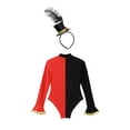 thumbnail image 4 of TiaoBug Kids Girls Circus Ringmaster Costume Long Sleeve Sequins Leotard with Headwear Set Red 16, 4 of 7