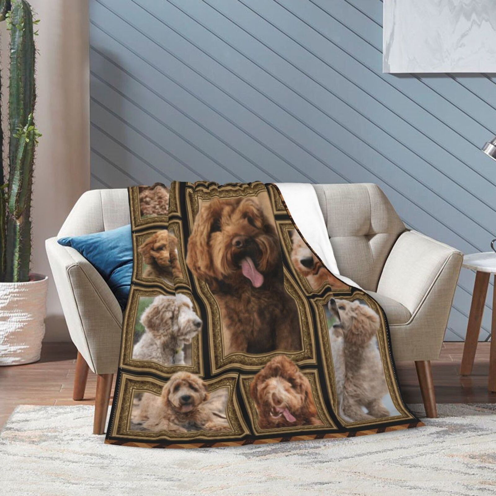 Wijzvio Abradoodle Dog Throw Blanket Soft Fuzzy Fleece Blanket For Couch Bed Living Room Decoration 50"X40"
