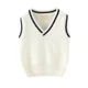 thumbnail image 3 of Chalecos de punto para niños escolares, suéter con cuello en V, chaleco, camiseta interior para adolescentes, cárdigan informal sin mangas para niñas, Tops de 4 a 13 años, 3 of 5