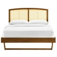 thumbnail image 4 of Modway Sierra Cane Rattan and Wood King Platform Bed with Angular Legs in Walnut, 4 of 7