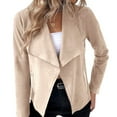 thumbnail image 4 of Veste de Ville en Suède pour Femmes avec Col à Revers et Manches Longues, Fine, Multicolore, Options de Taille, 4 of 5
