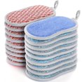 thumbnail image 1 of 20 esponjas multiusos para fregar cocina, almohadillas de esponja de microfibra que no rayan con bucle, estropajo de limpieza reutilizable para lavavajillas, sartenes, 1 of 5