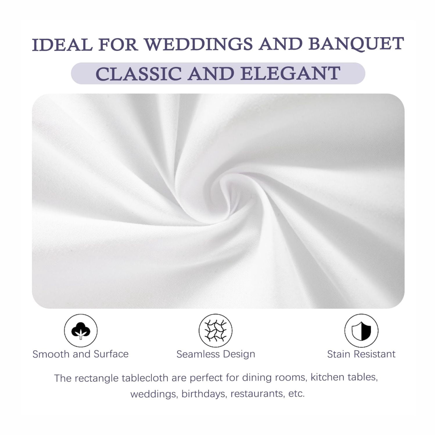 6 Pack White Table Cloth Rectangle Table 60 x 84 Inch Tablecloths for 6 Foot Rectangle Tables. Stain and Winkle Resistant Polyester Washable WhiteTable Cloths for Parties Wedding Dining