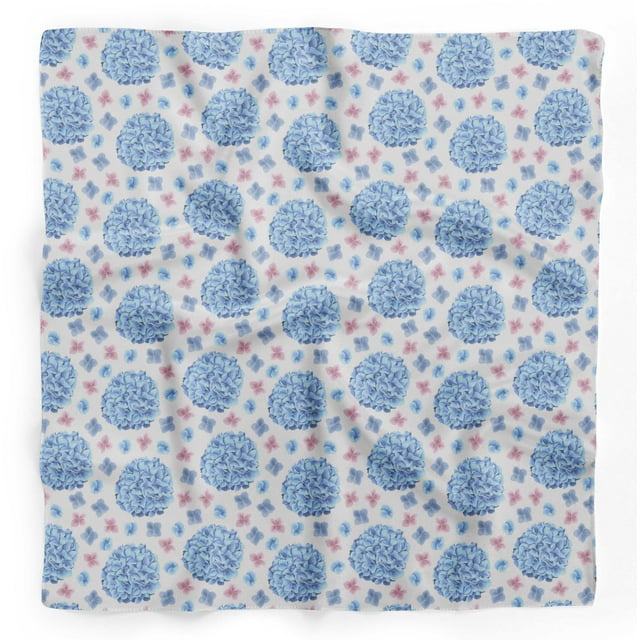 Bimba Foulard Dupatta Blanche Lilas à Imprimé Floral en Pure Soie, Foulard Bandana pour Femme, Tête Cou, 40 x 40 Pouces