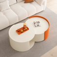 thumbnail image 4 of Dasun Nesting Coffee Table, Round Nesting Tables and End Tables for Small Space, Modern Side Tables with Extendable Sliding Tabletop for Living Room, Office,White, No Need Assembly, 4 of 9