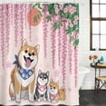 thumbnail image 2 of Cartoon Dogs Shower Curtain, Waterproof Shower Curtains for Bathroom, Pink Floral Summer Botanical Washable Fabric Bathtub Curtain Set Bath Decor with 12 Hooks Long 72"x84", 2 of 8